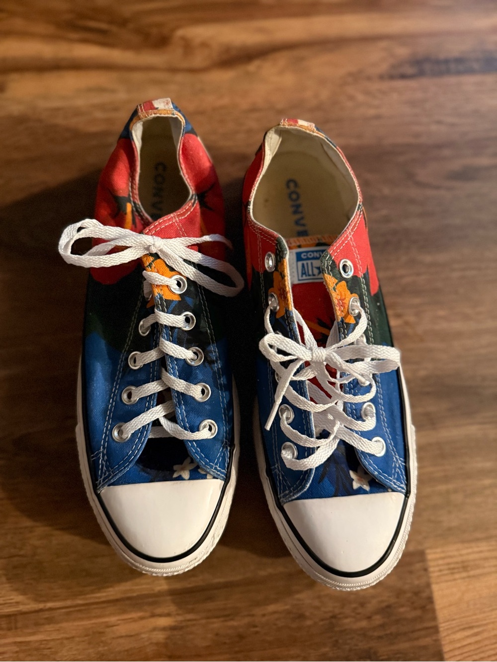Converse Blue and White Low Top Canvas Sneakers with Multicolor Panels - Picture 2 of 9